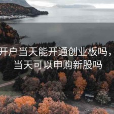 股票开户当天能开通创业板吗，开户当天可以申购新股吗