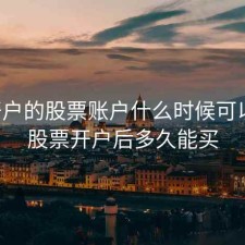 刚开户的股票账户什么时候可以买，股票开户后多久能买