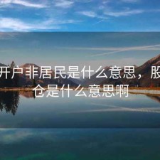 股票开户非居民是什么意思，股票开仓是什么意思啊