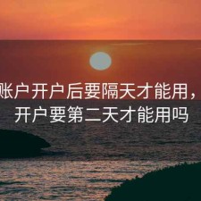 股票账户开户后要隔天才能用，股票开户要第二天才能用吗
