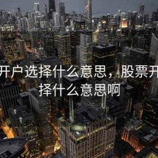 股票开户选择什么意思，股票开户选择什么意思啊
