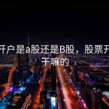 股票开户是a股还是B股，股票开户是干嘛的