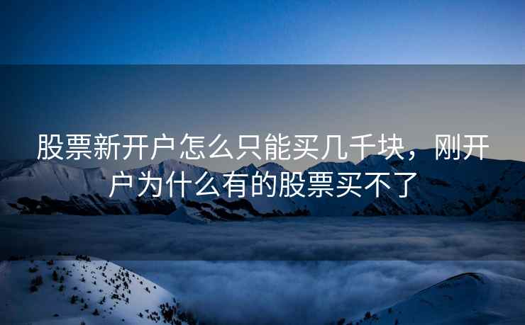 股票新开户怎么只能买几千块,刚开户为什么有的股票买不了 第2张 股票新开户怎么只能买几千块,刚开户为什么有的股票买不了 第2张