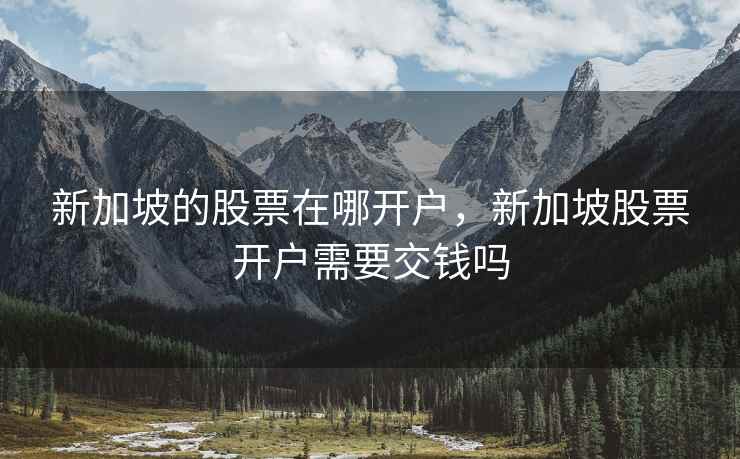新加坡的股票在哪开户，新加坡股票开户需要交钱吗  第2张