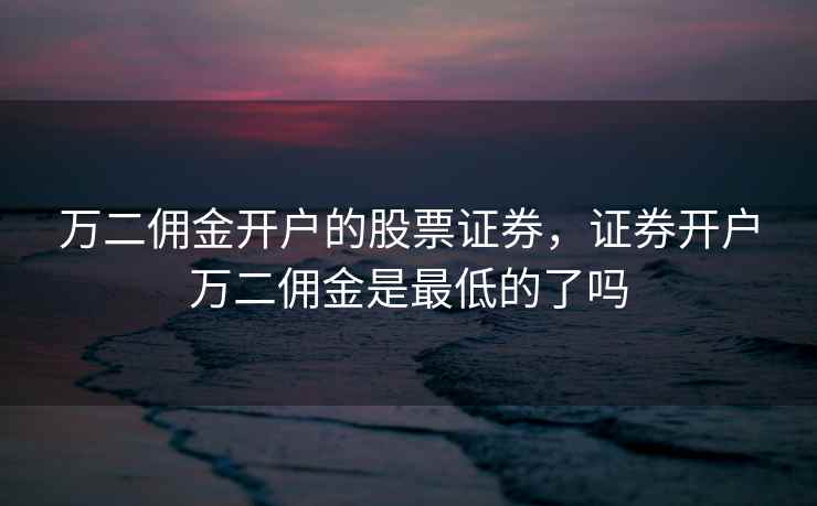 万二佣金开户的股票证券，证券开户万二佣金是最低的了吗  第1张
