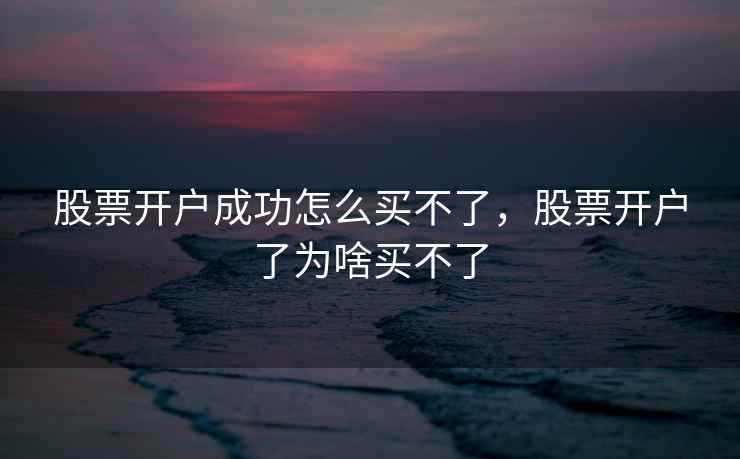 股票开户成功怎么买不了，股票开户了为啥买不了  第1张