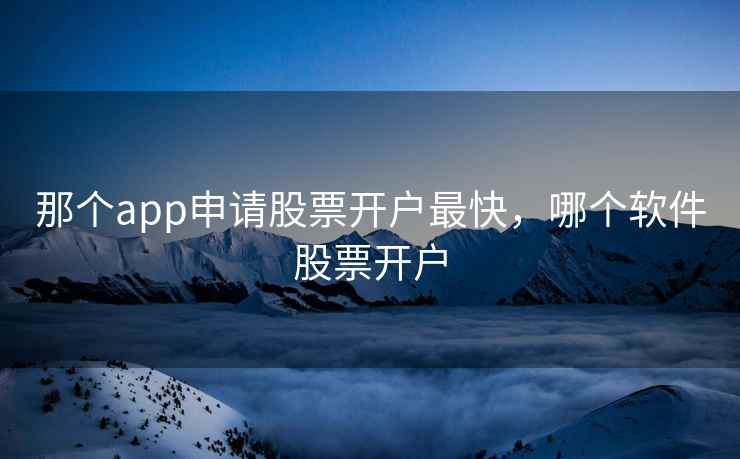 那个app申请股票开户最快，哪个软件股票开户  第1张
