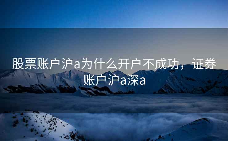 股票账户沪a为什么开户不成功，证券账户沪a深a  第1张